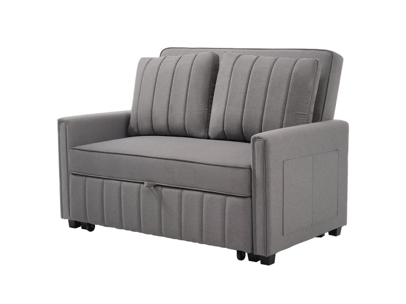 Canapé lit convertible 2 places, canapé lit en tissu lin, canapé 2 places gris antique avec dossier réglable, 127x75x94 cm - Conforama E
