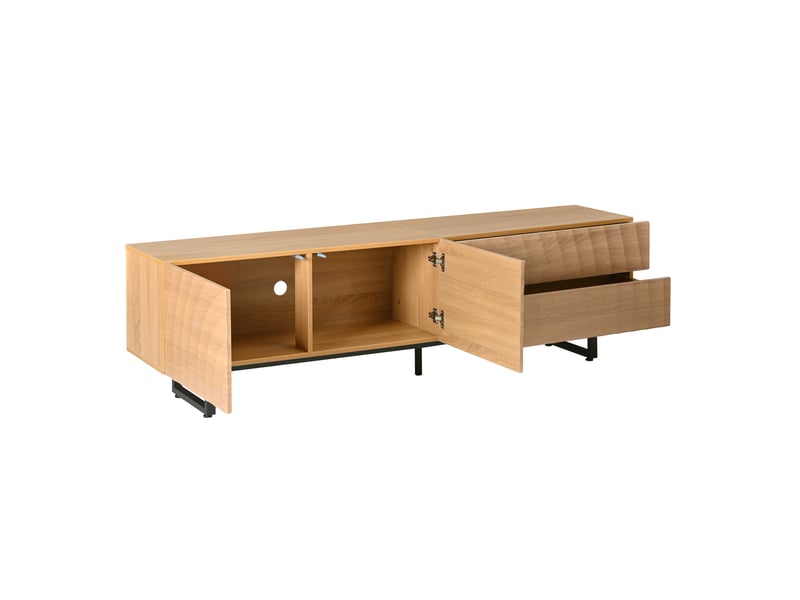  Meuble tv modenvie 180 x 38 x 51,5 cm avec rangement, panneaux de particules naturel  - Conforama A