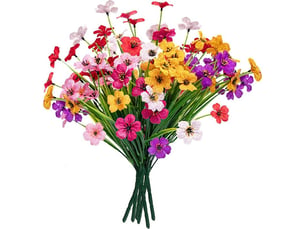 Fleurs artificielles en plein air, 6 paquets de fausses fleurs sans décoloration des plantes en plastique pour la décoration de la fenêtre du porche du jardin (couleur de mélange)-rapanda
