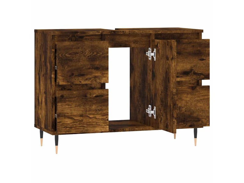  Meuble salle de bain rangement, commode chêne fumé 80x33x60cm bois d'ingénierie shl70  - Conforama D