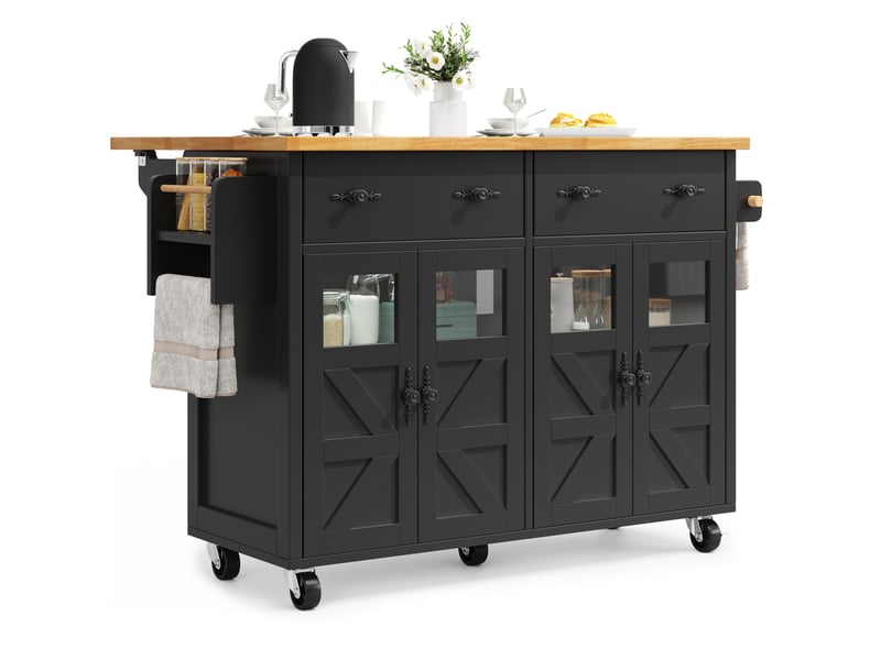  Desserte de cuisine 140x73x93,5 cm mobile mdf noire  - Conforama A