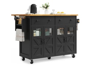 Desserte de cuisine 140x73x93,5 cm mobile mdf noire