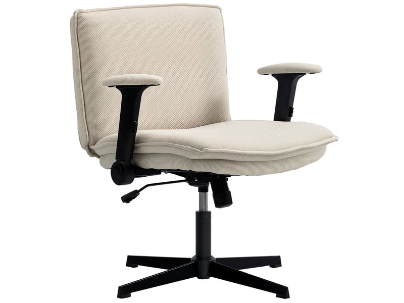  Chaise de bureau rosaros accoudoirs rabattables siège large crème  - Conforama A