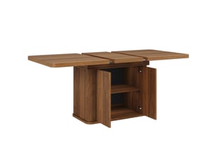 Table à manger extensible 140180x80x76.5 cm avec rangement, effet bois brun foncé