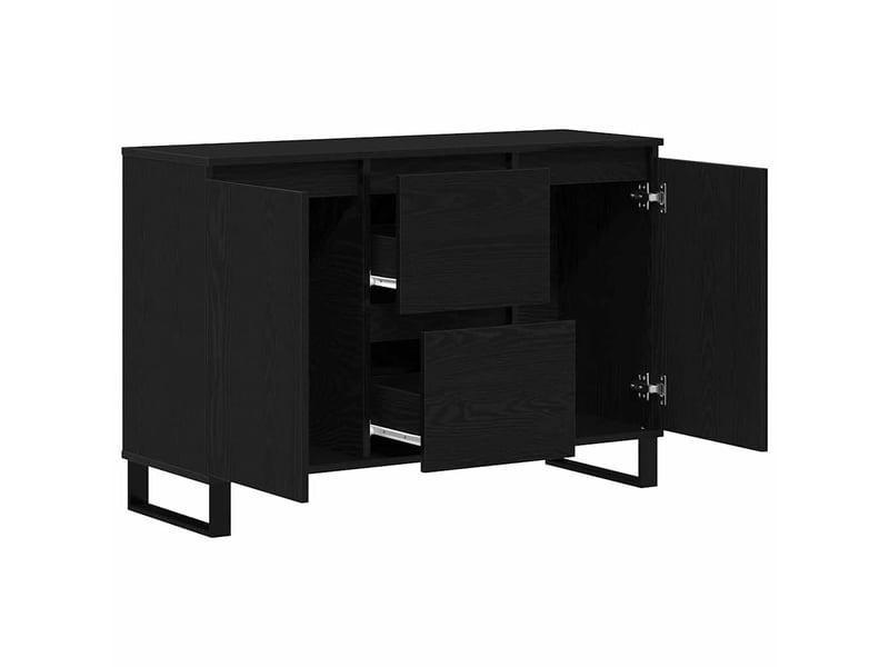 Buffet - bahut - meuble de rangement chêne noir 101,5 x 35 x 70 cm bois d'ingénierie - Conforama E