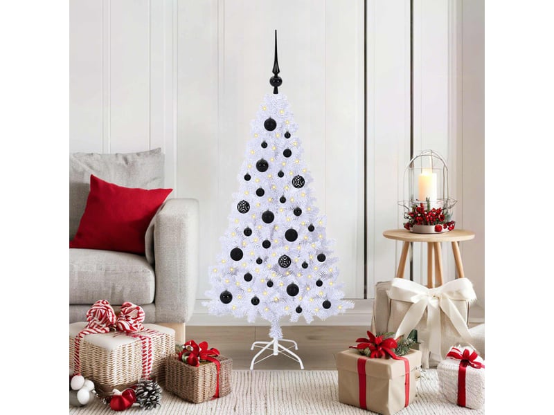  Sapin de noël artificiel, arbre de noël blanc 120 cm pvc et acier shl1280  - Conforama B