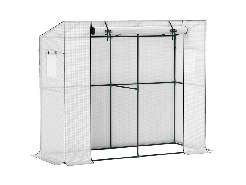  Serre adossée 200x76 cm 2 fenêtres métal blanc  - Conforama A