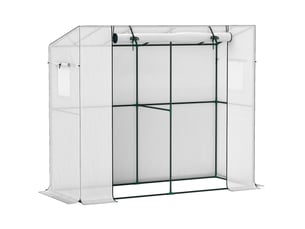 Serre adossée 200x76 cm 2 fenêtres métal blanc