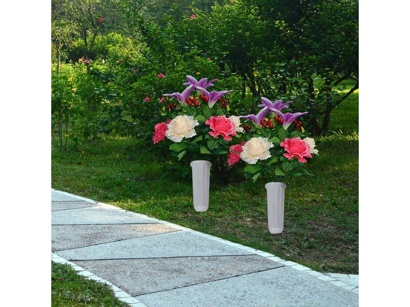  Fleur artificielle - bouquet mémoriel en résine pour tombe ou décoration intérieure extérieure - tige flexible en fil métallique gainé - 1 pièce  - Conforama C