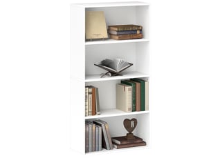 Bibliothèque à 4 niveaux avec 2 étagères modulables, en bois, 60 x 24 x 115,5 cm, blanche