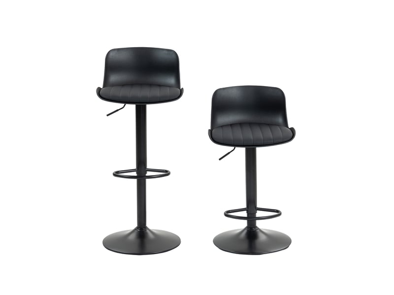  Lot de 2 tabourets de bar pivotants hauteur réglable en similicuir noir W3750P450880 - Conforama A