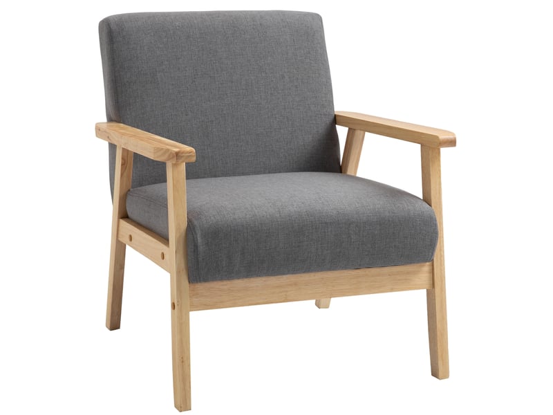 Fauteuil à oreilles 64x70x72 cm design scandinave bois gris  - Conforama A