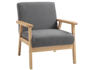 Fauteuil à oreilles 64x70x72 cm design scandinave bois gris