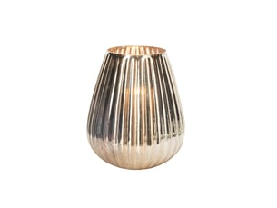 Photophore strié en verre ilona 26cm argent