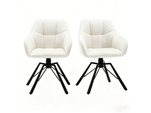 Chaise de salle à manger pivotante 57x50x82,5cm, blanc crème, métal, accoudoirs, dossier