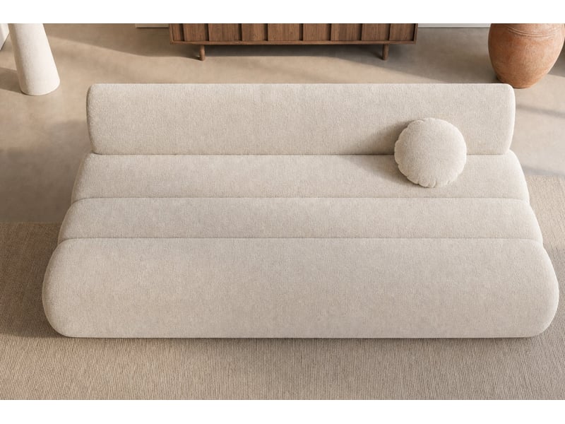  Bordilla - canapé droit convertible tissu chenille 3 places beige  - Conforama D