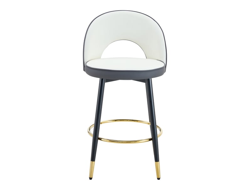  Lot de 2 tabourets de bar 44x47.4x92cm – pivotants à 360° avec dossier ajouré et repose-pieds – similicuir pu - anthracite et blanc  - Conforama A