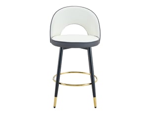 Lot de 2 tabourets de bar 44x47.4x92cm – pivotants à 360° avec dossier ajouré et repose-pieds – similicuir pu - anthracite et blanc