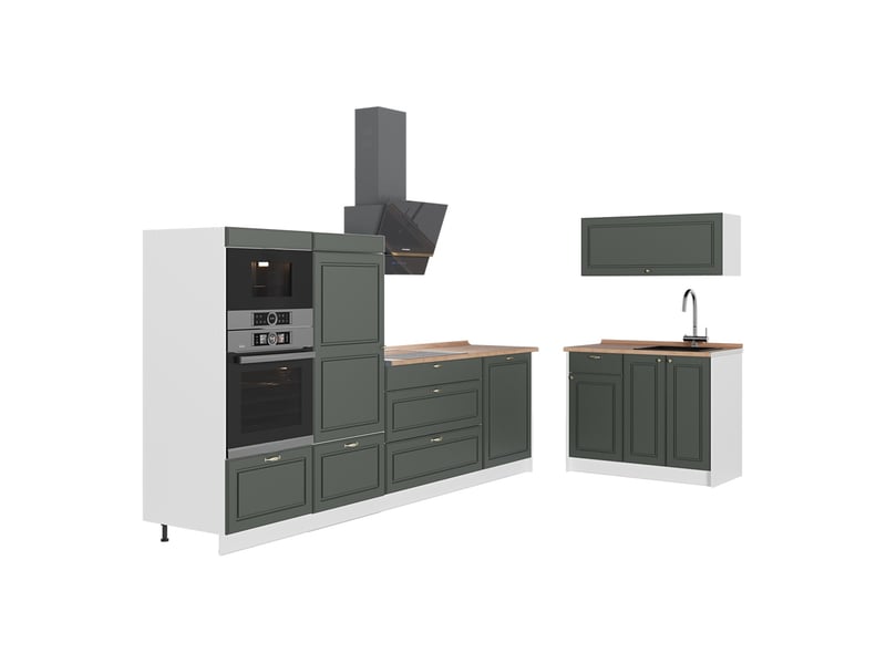  Vicco cuisine, vert or campagneblanc, 380cm, pt chêne  - Conforama A