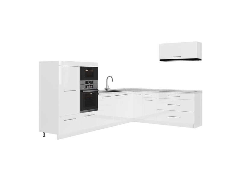Vicco cuisine en angle, blanc haute brillanceblanc, 327 x 227 cm, pt marbre - Conforama A