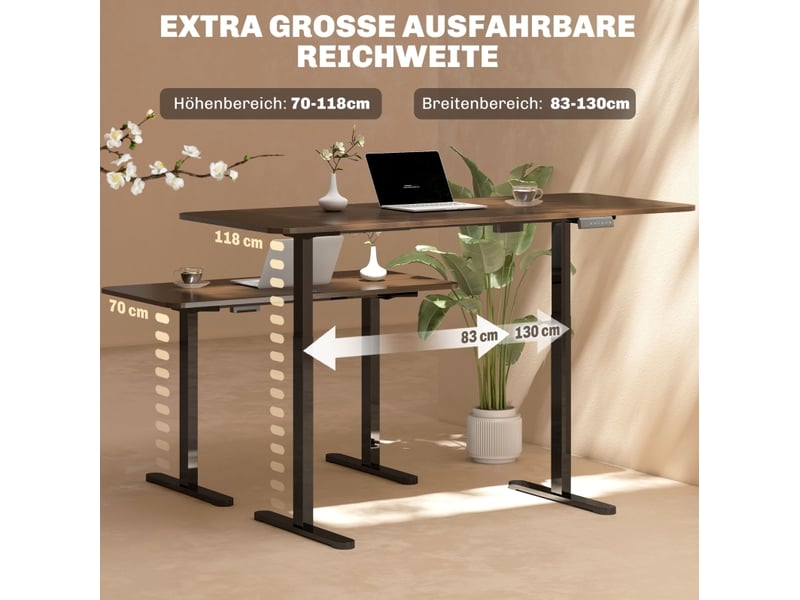  Piètement de bureau électrique réglable noir à 2 moteurs, mémoire 3 positions et protection anticollision  - Conforama D