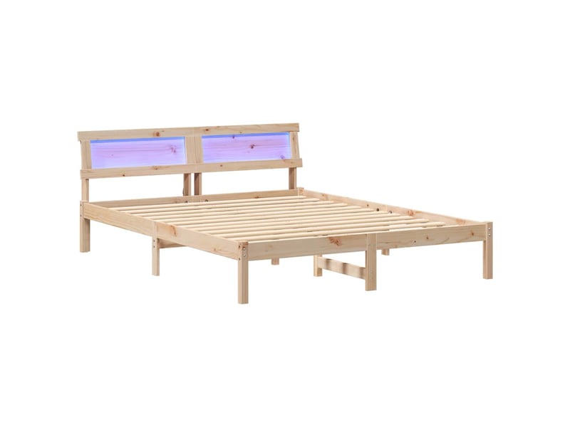  Lit double- lit adulte -  cadre de lit avec tête de lit marron 150 x 200 cm pin massif  - Conforama A