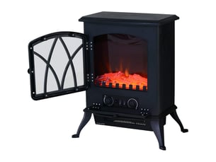 Cheminée électrique mobile 1000 w2000 w, effet flammes led, 15 à 30 m², noire