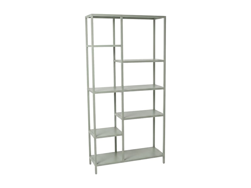  Padma - libreria freestanding a 6 ripiani 80x163,5x30 cm scaffale per soggiorno, ufficio in metallo salvia  - Conforama A
