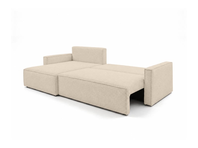  Farah - canapé d'angle max réversible et convertible 5 places accoudoirs slim en tissu bouclettes généreuses  - Conforama C