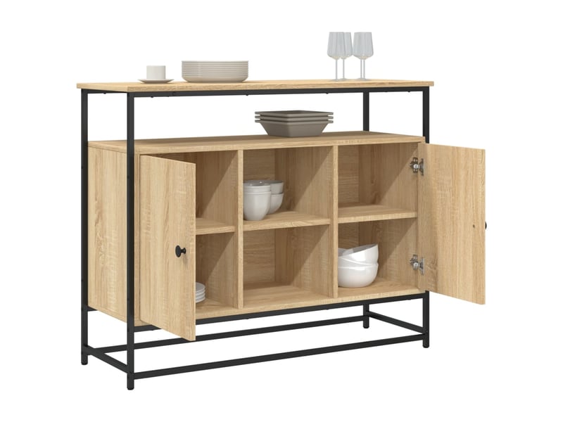  Buffet - bahut - meuble de rangement chêne sonoma 100x35x80 cm bois d'ingénierie  - Conforama D