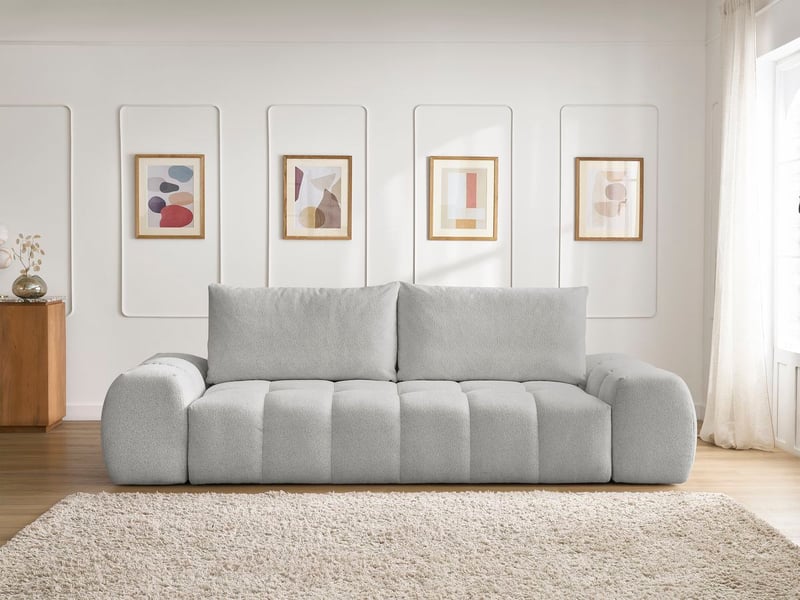 Bobochic canapé droit fixe 3 places everest tissu chiné gris clair EVEREST - Conforama D