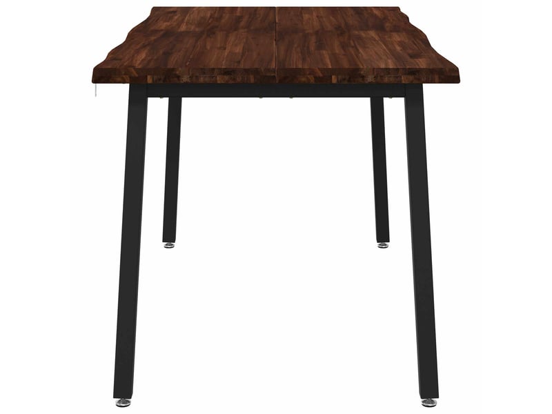 Table à manger moderne 120x90x75 cm bois d'acacia massif marron foncé et noir - Conforama E