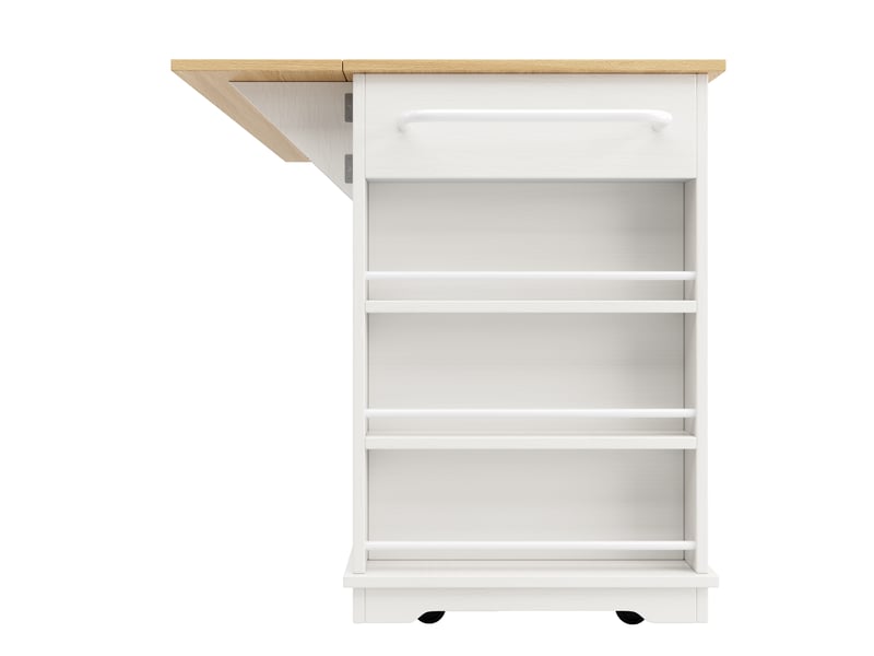  Desserte roulante,chariot de cuisine avec 2 portes,2 tiroirs,6 compartiments,plateau pliable,porte-serviettes et rangements,blanc desserte blanc - Conforama E