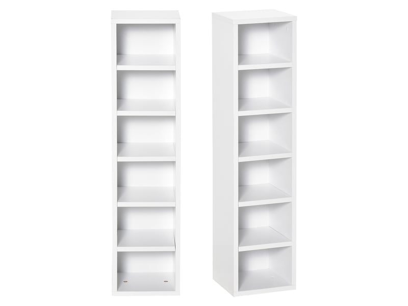  Étagère à cd en bois blanc à 12 niveaux (2 pièces), 21 x 19,2 x 88,3 cm  - Conforama A