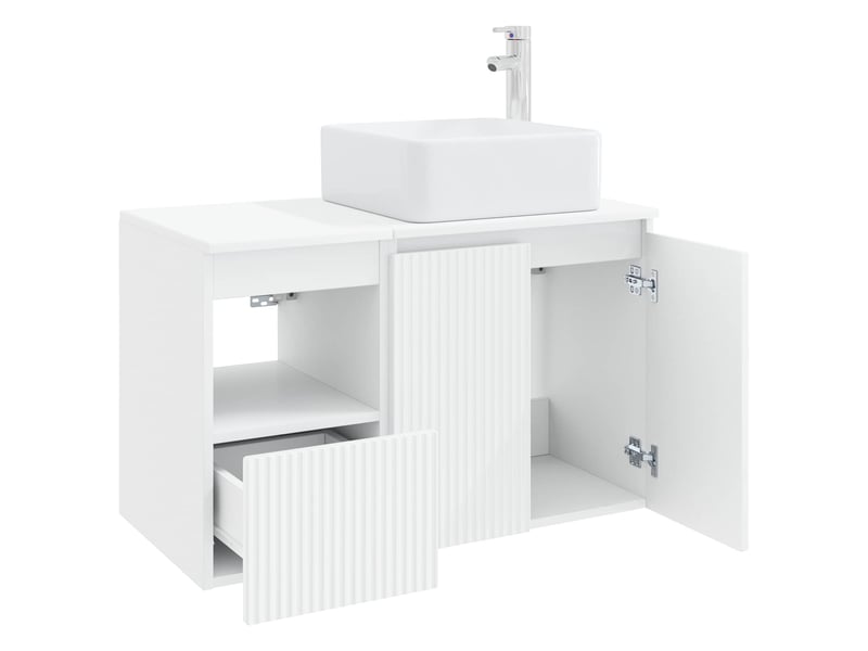  Ensemble de mobilier de salle de bain 2 pc blanc brillant cf64001  - Conforama D