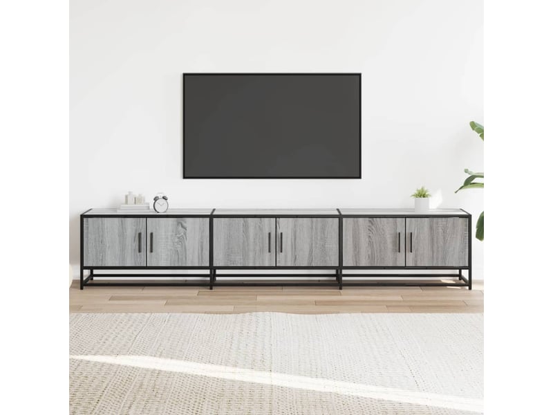  Meuble tv - banc tv - meuble de rangement sonoma gris 210x35x41 cm bois d'ingénierie  - Conforama C