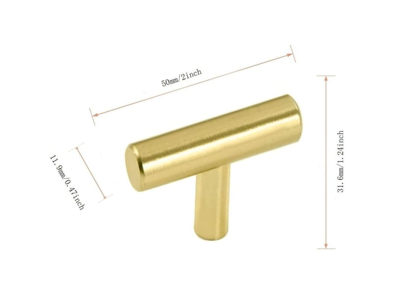  Lot 10 poignées t 50mm inox brossé, or pour armoires et tiroirs de cuisine – rw  - Conforama E