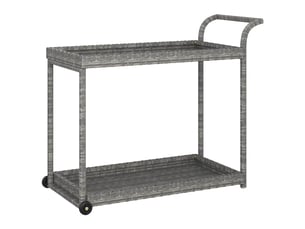 Chariot de service, chariot de bar gris 100x45x83 cm résine tressée
