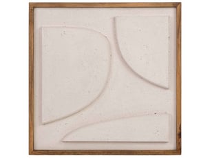 Tableau artisanal en bois recyclé relief blanc 62x4x62 cm h