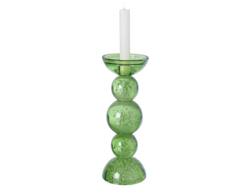  Bougeoir boules en verre ilias 26cm vert olive  - Conforama B