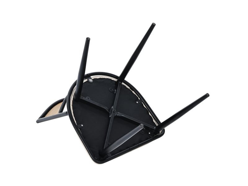 Lot de 2 chaises de salle à manger noires, assise pu et dossier rotin tressé – design moderne - Conforama D