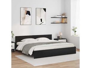 Lit adulte, lit double, cadre de lit chêne noir 200x200cm bois d'ingénierie cf6105