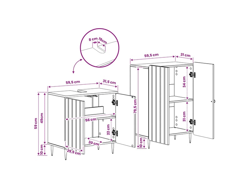  Ensemble de 2 meubles de salle de bain zwolle chêne sonoma cf63235  - Conforama E