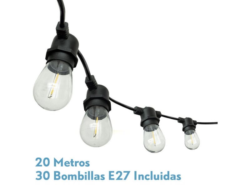  Guirlande lumineuse led fabrilamp verbena 20 m 30 ampoules e27 30 w 4000 k ip44 233220309 - Conforama A