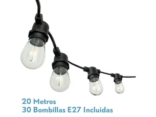 Guirlande lumineuse led fabrilamp verbena 20 m 30 ampoules e27 30 w 4000 k ip44