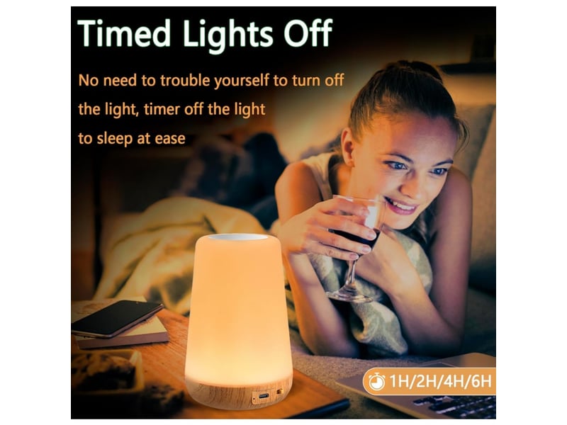  Lot de 2 lampe de chevet avec minuterie led bedside lamps avec 13 couleurs 3 modes lampe de bureau led rechargeable par usb avec  - Conforama D