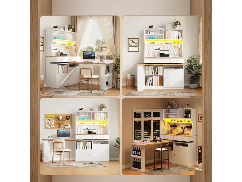  Buffet de cuisine haut blanc 137x45x178 cm avec tiroirs et portes  - Conforama D