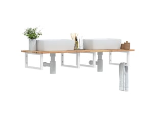 Étagère de vasque | étagère murale acier et bois massif d'acacia shl3853