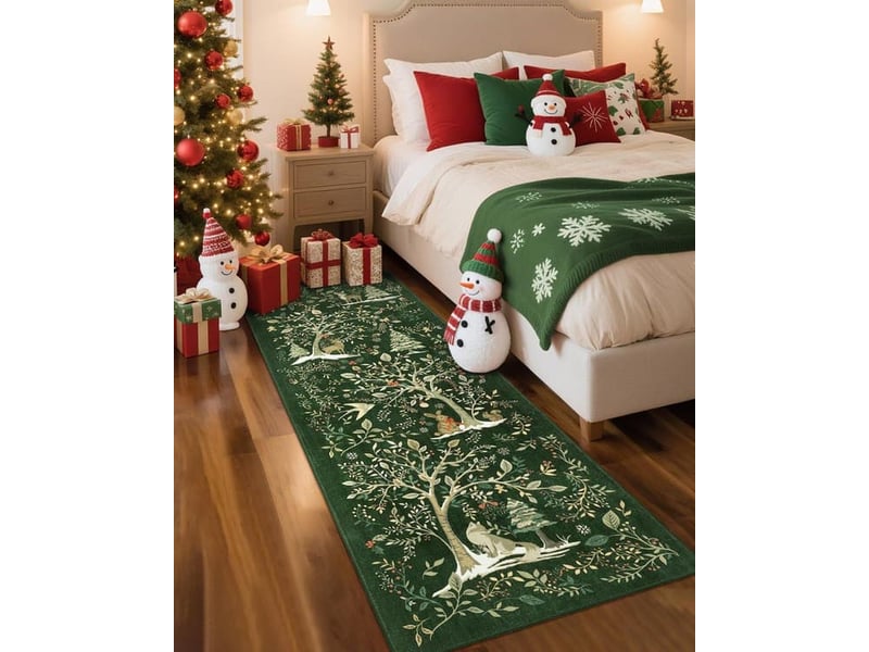 Tapis de couloir de noël, vert, antidérapant et lavable, grand tapis d'entrée, tapis décoratif de noël moderne, 80 x 120 cm SZPB770241JJZJ - Conforama D