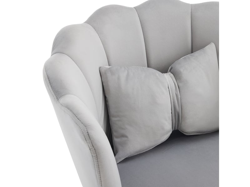  Lot de 6 fauteuils ulevr en velours gris, dossier pétale, pieds métalliques dorés, 63 x 58 x 77 cm  - Conforama E